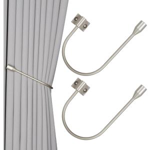 Upgraded Curtain Tiebacks Set of 2 - Wall Mounted Heavy Duty Adjustable Curtain Holdbacks for Heavy CurtainsU-Shaped Curtain Pull Backs with 180Flexible Angle (2, Silver)
