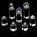 7 Pack Acrylic Ring Display Holder Clear Cylinder Jewelry Stand for Wedding Engagement Rings Organizer Sturdy Solid Showcase