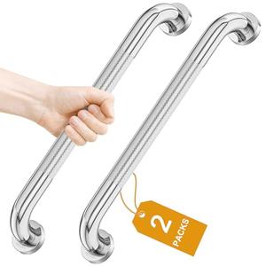 Gotega 2 Pack Shower Grab Bar, 24 Inch Stainless Steel Bathroom Grab Bar with Anti-Slip Knurled Grip, Heavy Duty Shower Handle Bath Handle, Safety Bars for Elderly or Handicapped (Polished)