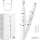 Yinowt Nose Hair Trimmer for Women - 2 in 1 Professional Painless Eyebrow and Facial Hair Trimmer for Men and Women, USB Rechargeable Trimmer Double Edged Blades Easy to Clean, White
