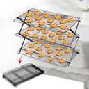 3-Tier Collapsible Cooling Rack Expandable & Collapsible Cookie Wire Baking Foldable Cooling Racks Premium Quality And Sturdy Legs Ideal For Baking Supplies, 10''x16''x12'', Black