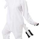 dressfan Animal Dragon Onesie Costume Halloween Cosplay Costume Christmas Pajamas for Unisex Adults Teens Black&White (Medium)