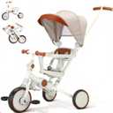 Toddler Push Foldable Tricycle with Canopy, 8 in 1 Balance Trike Baby Bike with Handle Toddler Tricycle for 1-3,Kids Folding Tricycles Chrismas and Birthday Gift for Boy and Girl Trike, One Size