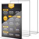 Motiskyy 2 Pcs 11x17 Inch Acrylic Sign Holder Clear Menu Display Stand Literature Flyer Poster Frame Pricing Flyer Letter Notice Photo Table Tent Double Bottom Loading Sided for Tabletops(11x17 Inch)