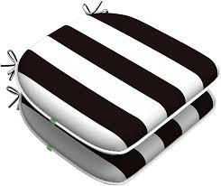 LVTXIII Outdoor Chair Cushions Set of 2, Patio Seat Cushions D16xW17 Inch with Ties for Patio Furniture Chairs Home Garden Use, Cabana Black