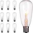 10 Pack Edison Replacement Light Bulbs,7-Watt E17 Screw Base ST40 Replacement Clear Glass Light Bulbs for Outdoor String Lights, Warm White
