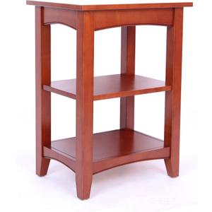 Shaker Cottage End Table with 2 Shelves, Cherry, 20 in. W x 15 in. D x 27 in. H, Versatile Coordinating Storage Table for Living Room Decor, Crafted with Stained Wood and Beadboard, Occasional