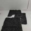 Bathroom Rugs Set Non Slip 3 Piece Bath Mat Washable Chenille Bath Rugs with PVC Backing Bath Carpet,Absorbent Bathroom Mats with Toilet Rug,Bath Mats for Bathroom,Bedroom, Kitchen,Tub,Home Decor (Charcoal Grey)