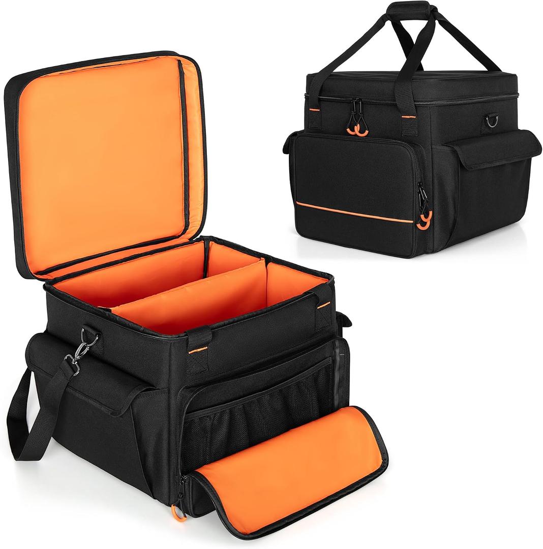 LUXJA Padded Bag For 2 Effect Lights or Moving Head Lights | Effect Light Bag with Inner Divider and Multiple Accessory Pockets, Detachable Shoulder Strap, Black