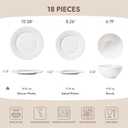 KINGSTONE Bone China Dinnerware Set, 18-Piece White Lightweight Porcelain with Textured Design Service for 6, Plates, Bowls, for Family Dining, Restaurants, GiftingMicrowave and Dishwasher Safe