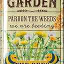 LANOLU Vintage Tin Sign Garden We Are Feeding the BEES, Farmhouse Metal Signs, Funny Garden Signs, Garden Plaque Decorative Outdoor Metal Signs for Outside Wall, Porch Patio 12x8", Pack Of 2