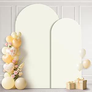 Ledido Wedding Arch Backdrop Cover 6FT 7.2FT Arch Covers 2Set Fitted Stretchy Spandex Round Top Stand Backdrop Cover for Wedding Banquet Ceremony Birthday Party Baby Shower Event Decoration,Ivory