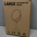 DASLAVA 30x Magnifying Mirror, Lighted Makeup Mirror with 3 Colors Modes & Adjustable Brightness, 5000mAh Rechargeable, 360 Rotation Double Side, Large Magnifying Vanity Mirror, Gifts for Women (Chrome)