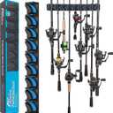 PLUSINNO Vertical Fishing Rod Holder, Wall Mounted Fishing Rod Rack, Fishing Pole Holder Holds Up to 9 Rods or Combos, Fishing Rod Holders for Garage, Fishing Gear and Gifts for Men
