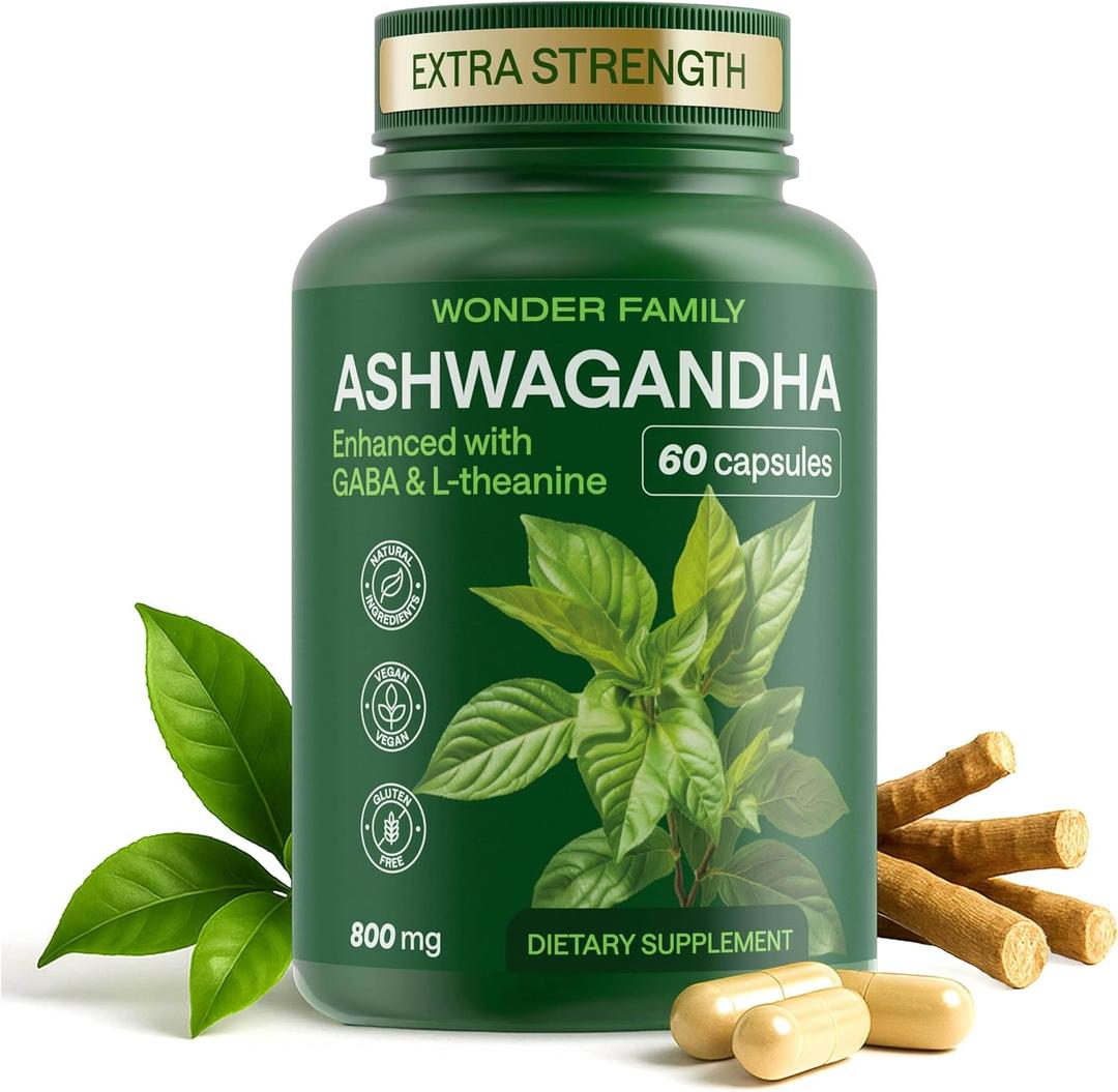 Ashwagandha Complex 800mg with GABA, L-Theanine & B6 Adaptogenic Support for Calm, Focus & Mood 60 Capsules Stronger Than 600mg - Non-GMO, Gluten-Free (60 Count (Pack of 1)) EXP 08/29/2026