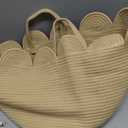 LemonRoad Brown Round Basket Large Blanket Basket 15.8"L x 15.8"W X13.8"H Scalloped Woven Baskets Cotton Storage Baskets for Nursery Classroom Closet Blankets Storage Home Decor