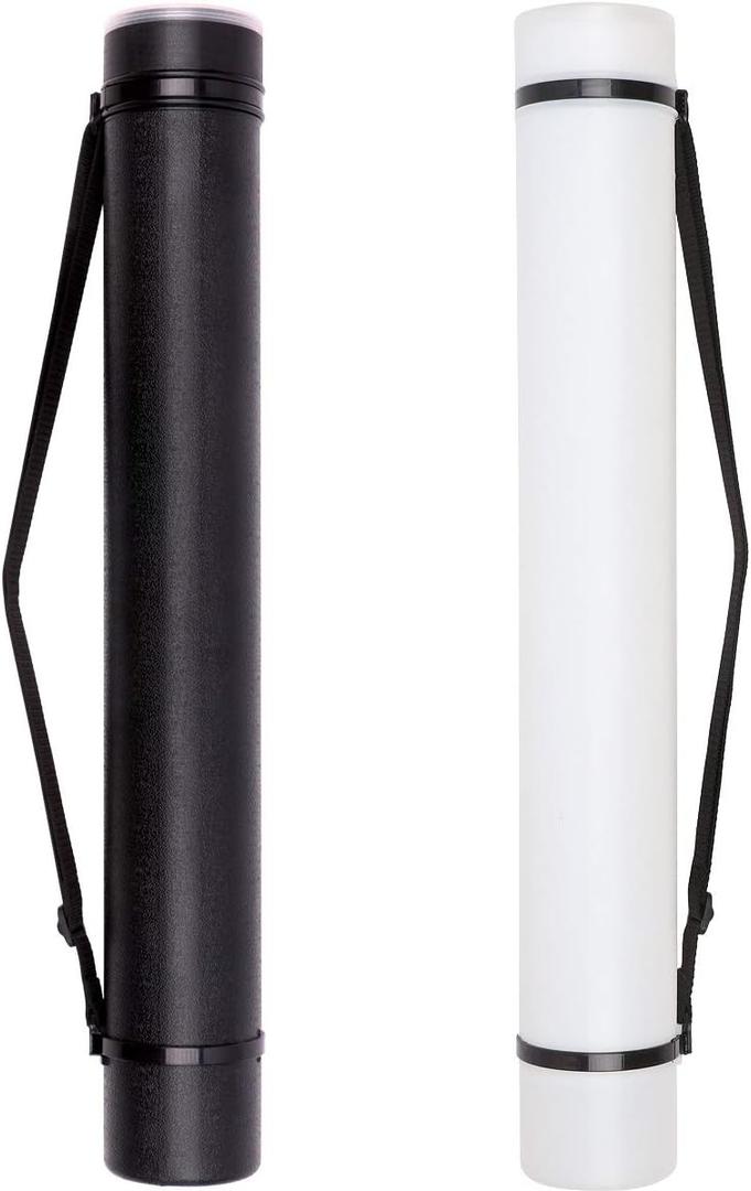 TRANSON 2-pack Durable Poster Storage Tube with Straps 24"-40" Extendable for Blueprints, Artwork, Maps, Posters