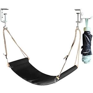 DMcore Canvas Foot Rest Hammock, Adjustable Mini Foot Rest Stand Under Desk Home Office … (Black)