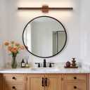 Modern Bathroom Light Fixtures Over Mirror, 39 Inch Brown Wood Finish Vanity Light Bar 30W Dimmable 5CCT LED Vanity Lights for Bathroom Wall Lighting Fixtures Over Mirror