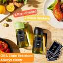 CXINYI - 16oz/470ml Olive Oil Dispenser for Kitchen with Stickers - 2 in 1 Olive Oil Sprayer for Cooking, Air Fryer, and Salad, Black&Green (Light-Proof Kitchen Gadget)