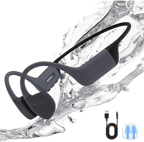 Tevese Bone Conduction Swimming Headphones Underwater, IPX8 Waterproof Bluetooth 5.4 Open Ear Headphones with 32G MP3 Memory for Swimming, Running, Cycling