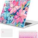 Mektron Case for 2026 MacBook Air 15 INCH M5 A3448 Compatible with M4 A3241 /M3 A3114 /M2 A2941 Printed Plastic Hard Shell Cover with 15.3" Liquid Retina Display Touch ID- Hand-Painted Flowers