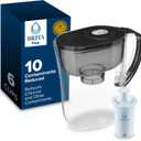 Brita Small 6 Cup Water Filter Pitcher, 1 BritaPlus Filter, Metro, Black