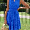 PRETTYGARDEN Women's Summer Dresses 2026 Sleeveless V Neck Eyelet Hollow Out Swing A Line Beach Vacation Sun Dress (M)