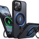for iPhone 16 Pro Max Case 6.9-Inch with Magnetic 360 Ring Stand Compatible with MagSafe Frosted Matte Shockproof Protective Phone Cover 6.9" 2024, Black