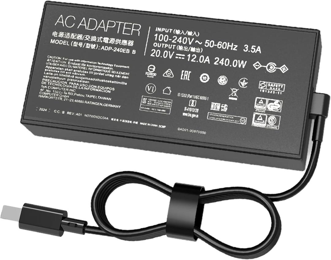 240W 200W Laptop Charger Compatible with ASUS ROG Zephyrus G16 G14 2024 2025 GA605 GU605 GA403 GA605WV GA605WI GU605MI GU605MU GA403UV GA403UU GA403UI ProArt PX13 P16 Power Adapter