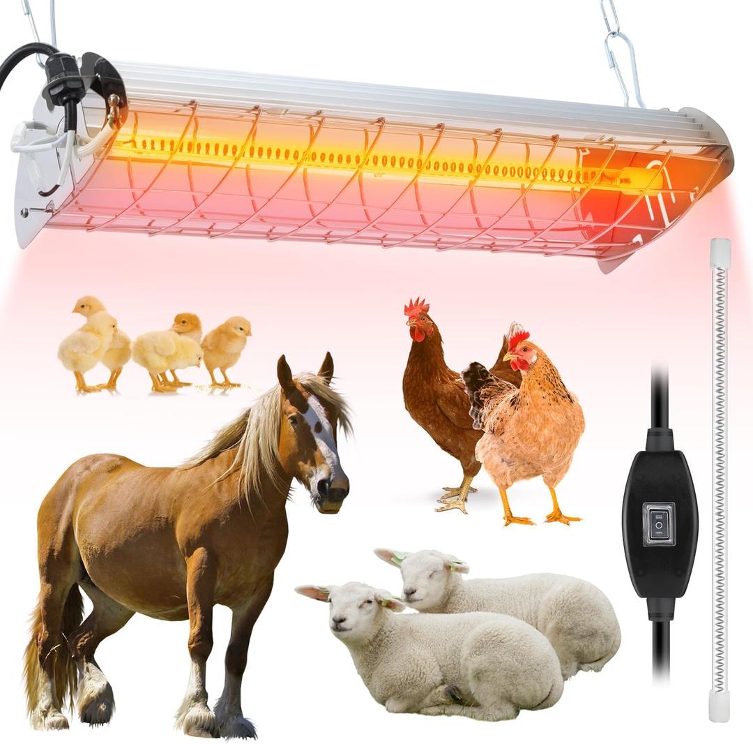 Large Chicken Coop Heater Lamp400W Carbon Fiber Chicks Brooder Heater Plates with Adjustable Temp & Height,Brooder Heating Lamp for Chicks Coop,Ideal for Up to 60 Chicks, Poultry & Livestock Heating