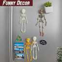 2 x 3D Printed Poseable Skeleton Fridge Magnets, Magnetic Skeleton for Refrigerator, Mini Skull Fridge Magnet with Movable Joints, Funny Vintage Gothic Figurine for Kitchen Locker Whiteboard (Iridescent)