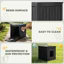 Cat Litter Box Enclosure, Enclosed Cat Litter Box Raised Floor, Openable Front Door Outdoor Cat House Weatherproof, Easy to Clean, Black