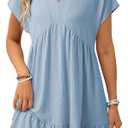Acelitt Summer Babydoll Dress for Women 2026 Short Sleeve Sundresses, Flowy A Line, Casual Spring Summer Outfits for Beach Vacation, Western, Country Concert, Cowlgirl, Large
