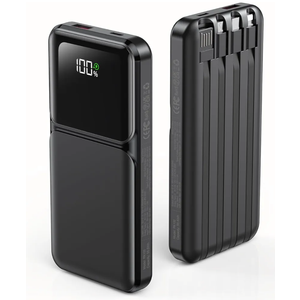 Portable Charger with Built in Cable - Power Bank Fast Charging 22.5W USB C 10000mAh LED Display Travel Battery Pack 5 Outputs & 3 Inputs for iPhone Samsung Android iPad Phones Tablets etc