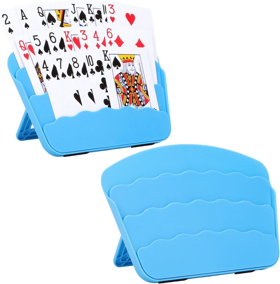 2 Pack Playing Cards Holder for Little Hands or Arthritis Hand,Three Layers Design for UNO Game Nights,Poker,Canasta,Adults,Kids SeniorsPlaying Card Accessories for Family Gatherings and Travel