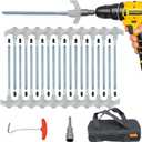 12 Pack Screw in Tent Stakes Heavy Duty-8 Metal Pegs for Ground, Drill in Camping Stake with Hex Head Driver, Spikes Puller, Protector/Stopper in Carrying Bag, for Hiking, Glow in Dark (luminous)