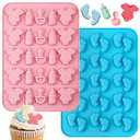 Webake Baby Feet Mold Baby Onesie Baby Bottle Pacifier Molds, Bite Size Silicone Chocolate Candy Molds Gummy Mould for Baby Shower Party Cake Decoration Cupcake Topper 1 Psc