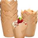 200pcs Natural Tulip Cupcake Liners, Premium Muffin Liners Holders for Baking Cups, Greaseproof Cupcake Wrappers in Standard Size, Classic Parchment Paper Cupcakes Liner by JIRNGLA