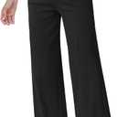 GRAPENT Pull On Womens Jeans Baggy Stretchy High Waisted Denim Wide Leg Trouser Pants Trendy Front Seam 90s Loose Jean (Medium, True Black)