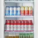 Velieta Commercial Beverage Refrigerator with Glass Door, 383L Display Fridge Beverage Cooler with Customizable Lightbox Adjustable Shelves, Drink Fridge Merchandiser for Restaurant Shop, White