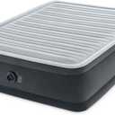 INTEX Dura-Beam Deluxe Comfort-Plush Elevated: Fiber-Tech Queen Size Built-in Electric Pump 18in Bed Height 600lb Weight Capacity