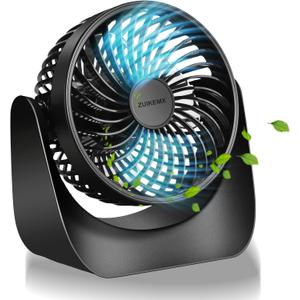 Desk Fan with Strong Airflow, 6.8 Inch Quiet Small Portable Table Fan, Brushless motor, 3 Speed Settings, 360 Adjustable Tilt Head, Rechargeable, Battery Powered Fan for Home or Office, Travel (Deep Blue)
