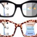 Progressive Multifocus Reading Glasses for Women Blue Light Blocking, Outdoor Photochromic Multifocal Sunglasses