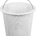 New Heavy Duty 8" Pool Skimmer Basket for Inground Pools | Compatible with Pentair 85014500 & S200 Pool Skimmers | Built-in Weighting | 316 Stainless Steel Handle & Rubber Grip, White
