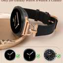 Wearlizer Leather Bands Compatible with Samsung Galaxy Watch 8 Band 40mm 44mm/Watch 8 Classic 46mm, Dressy Designer Slim Leather Strap Wristband Accessories with D-Shape Metal Buckle for Women