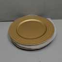 SOUJOY 12 Pack Plastic Gold Charger Plates, 13 Inch Dinner Plate, Leaf Trim Antique Charger Plate for Weddings, Parties, Anniversary, Thanksgiving, Christmas