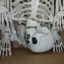 5.4FT Full Size Halloween Skeleton, Life Size Posable Skeleton with Glowing Eyes Scary Sound, Plastic Skeleton with Movable Joints for Halloween Decoration
