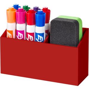 BEYGORM Magnetic Dry Erase Marker Holder for Whiteboard,Non-slip Acrylic Magnet Pen Holder for Fridge Refrigerator,Locker Organizer for Work,Locker Accessories,Pencil Cup for Desk(Red)