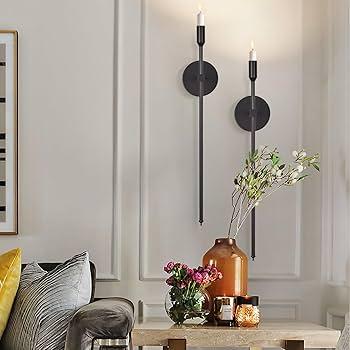 Black Candle Sconces Long Wall Candle Holder, Set of 2 Large Wall Candle Sconce Modern Chic Home Decor for Bedroom, Dining Room, Living Room 23"